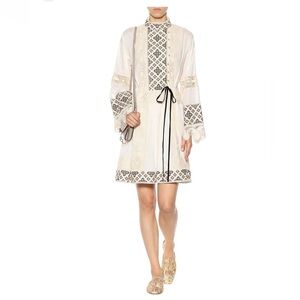 Tory Burch Carlotta Cream and Black Embroidered Blouse